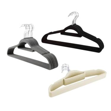 Imagem de Kit com 90 Cabides de Veludo Adulto Preto 45x23cm Altaluce