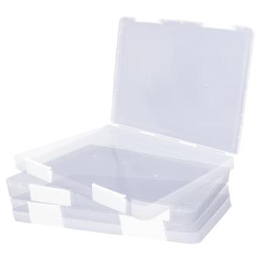 Imagem de Bonsicoky 4 caixas de armazenamento de arquivos A4 transparentes com fecho de fivela - caixas de armazenamento de documentos de plástico transparente A4 para organização de documentos - 30 x 24 x 3 cm