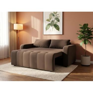 Imagem de Sofa Cama Amora New 3 Lugares Suede Veludo Sofisticado (Marrom)