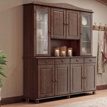 Imagem de Armário Cristaleira 8 Portas 4 Gavetas Rubi Café Madeira Pinus - Finestra
