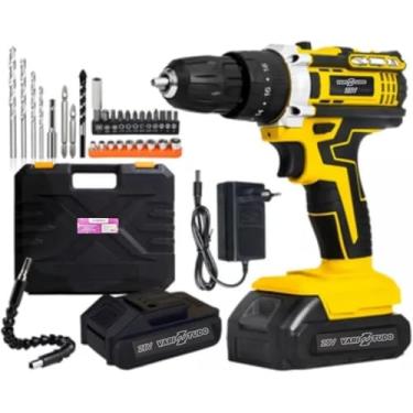 Imagem de Furadeira e Parafusadeira de Impacto Sem Fio 21V com LED, 2 Baterias Recarregáveis Bivolt e 32 Acessórios - Maleta Completa para Uso Profissional