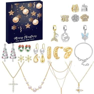 Imagem de Kit de Bijuterias Advent Blind Box DIY Presente Colar Dourado Pulseira com Contas Anel Brincos