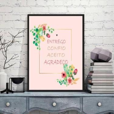 Imagem de Quadro Decorativo Entrego, Aceito, Confio - Rosa 45X34Cm - Quadros On-
