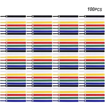Imagem de 100 unidades Organizador de Cabos Reutilizável Enrolador Fio Fone Ouvido Adesivos Nylon Ligação Dispositivo Cinta Adesiva Fixação