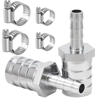 Imagem de Sctihwelire Adaptador de encaixe de farpa de mangueira redutora de latão cromado, 3/4 (19 mm) a 5/16 (8 mm) redutor de emenda com braçadeiras de aço inoxidável, kit de reparo de mangueira de ar para