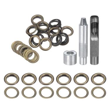 Imagem de HARFINGTON Kit de ferramentas de ilhós, 20 peças, conjunto de ilhós de cobre de 14 mm com furador oco, ferramentas de fixação de ilhós para roupas cinto de tecido de couro, bronze