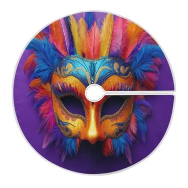 Imagem de Blueangle Saia de árvore colorida de 35,4 polegadas para Mardi Gras para decoração de carnaval (195)
