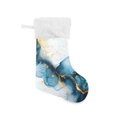 Imagem de GakkiGii Pacote com 2 meias de Natal de mármore esmeralda, decoração de Natal grande para parede de lareira e árvore, 45 x 31 cm