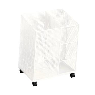 Imagem de KiBcsLic Organizador de equipamentos esportivos, suporte de academia doméstica com rodinhas, suporte vertical conveniente para tapete de ioga, para alça de, Branco