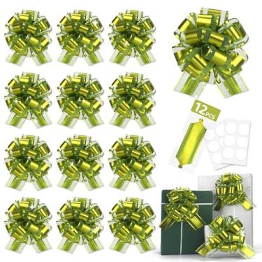 Imagem de Grande laço verde claro laço laço puxar laços para presente urdidura cestas 15 cm Natal urdidura arco festa aniversário organza fosco laços bicicletas aniversário caixas flores dia dos namorados