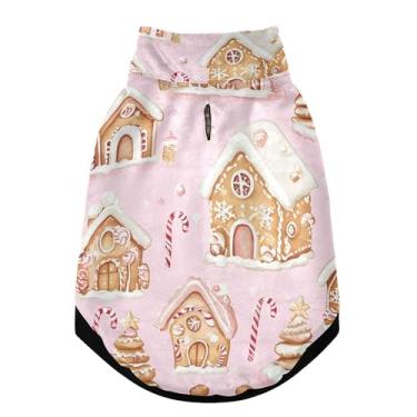 Imagem de SEHANY Casaco de Natal de gengibre para cães pequenos, superquente, à prova de vento, jaqueta de inverno, macia, aconchegante para animais de estimação, moletom para clima frio na neve com furo na