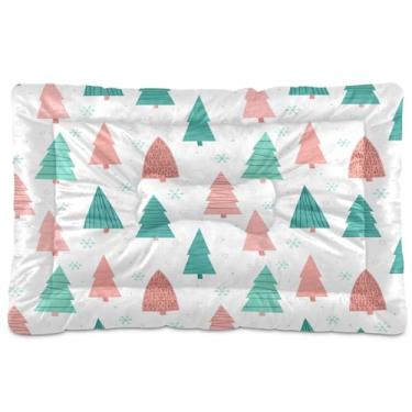 Imagem de SEHANY Cama de árvore de Natal em aquarela para cães e gatos com fundo antiderrapante, caixa de canil, colchão macio para animais de estimação, lavável para cães pequenos, médios e grandes, gatos, 61