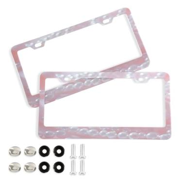 Imagem de SEHANY Molduras de placa de carro rosa dos namorados, capas de moldura de placa de carro de alumínio à prova de ferrugem com orifícios elípticos e parafusos serve para veículos padrão dos EUA tamanho