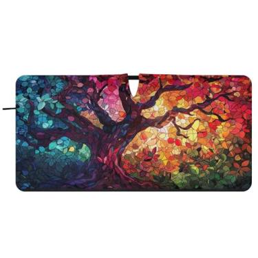 Imagem de Blueangle Para-brisa floresta cores psicodélicas - 149.9 cm x 76.2 cm dobrável carro janela frontal blocos para-sol raios UV viseira solar (524)