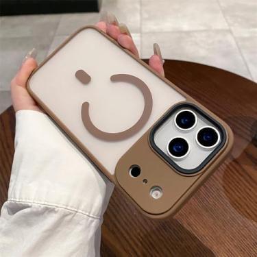 Imagem de Capa para iPhone 17 Air 16 15 14 13 12 11 Pro Max com carregamento sem fio magnético, colorida, cor ouro deserto, para iPhone 13