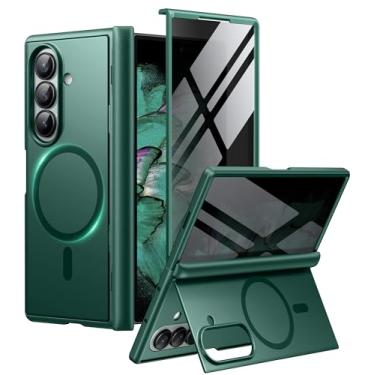 Imagem de BERFY Capa para Samsung Galaxy Z Fold 7 com protetor de tela de privacidade, [compatível com MagSafe] [Antiespião] Suporte oculto embutido, capa de celular fina à prova de choque para Z Fold 7, verde