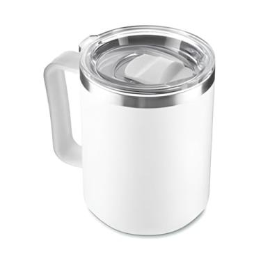 Imagem de Caneca Térmica Café 450ml com Tampa Aço Inox Parede Dupla Branca