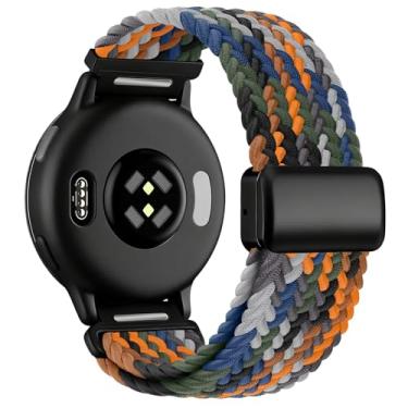 Imagem de Pulseira magnética de nylon trançado de liberação rápida de 20 mm compatível com Garmin Vivoactive 6/5/3, Venu/Venu Sq/Sq 2, Forerunner 55/165/245/645, alça elástica para estilos de vida ativos