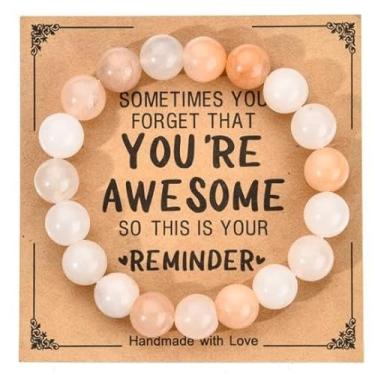 Imagem de Pulseiras de contas presentes para mulheres e homens, pulseira elástica de pedra natural feita à mão, pulseiras de amizade para casais, One Size, Vidro, Sem Pedra Preciosa