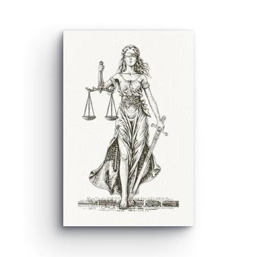 Imagem de lady justice arte vintage ilustracao classica preto branco estilo juridico 60x40 cm quadro decorativo decoracao parede advocacia escritorio impressao em tela sofisticada