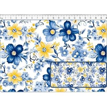 Imagem de Tecido Tricoline Digital Coleção Azulejos Floral Bromelias 50 x 150 cm