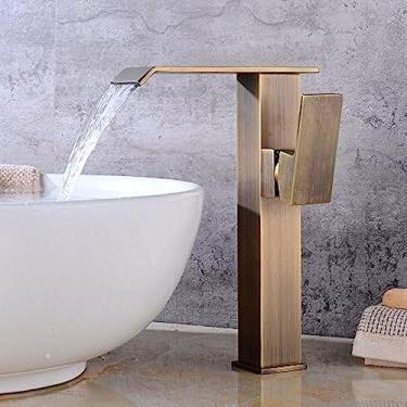 Imagem de LMJYU Torneiras de pia de banheiro, torneira de lavatório, torneira de lavatório retrô banheiro acima do balcão torneira de água quente e fria torneira de cobre torneira de bacia de furo único