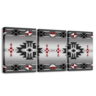 Imagem de Erosebridal Arte de parede rústica ocidental em tela, imagem asteca do sudoeste decoração de parede para sala de estar quarto, pôsteres de arte nativa americana exótica, pintura geométrica boêmia