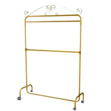 Imagem de Arara Desfile Vintage Dupla Com Rodinhas 1,20m (DOURADA)