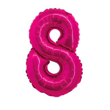 Imagem de BALAO METALIZADO C/CANUDO 16" ROSA NUMERO 8