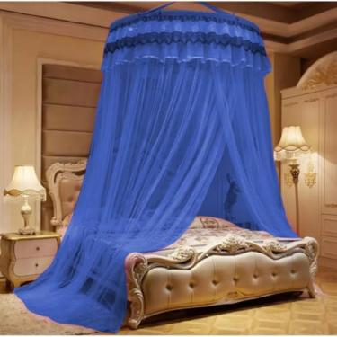 Imagem de Mosquiteiro de Teto Gigante para Cama Casal/Queen/Super King com Abertura Lateral e Microfuros(Azul,Casal/Box/Queen Sem Abertura)