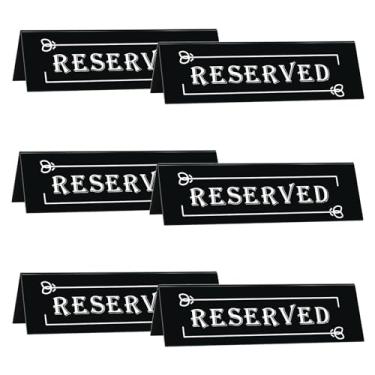 Imagem de Placa de acrílico preta reservada elegante para convidados placas de barraca de mesa dupla face placas de assento reservado placas de aniversário festa evento restaurante reunião cadeira à prova