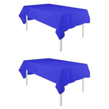 Imagem de Toalha de mesa retangular TWINPRET 152 x 306 cm, toalha de mesa de poliéster lavável à prova d'água azul – Capa de mesa retangular resistente a manchas e óleo para banquetes e festas (serve para mesas
