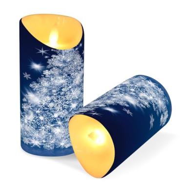 Imagem de ATTX Pacote com 2 velas sem chama, flocos de neve, árvore de Natal, 7,6 x 9,9 cm, com controle remoto e temporizador para decoração de casa, casamento, acampamento #434