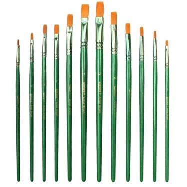 Imagem de Conjunto de pincéis de tinta plana, 12 peças de pincéis de nylon para aquarela, guache acrílico, artesanato e pintura detalhada, sala de aula, verde
