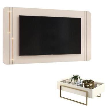 Imagem de Painel para TV Suspenso Ariana e Mesa de Centro Petri Off White  DJ Mó