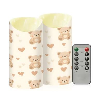 Imagem de Wassud Velas sem chama de urso adoráveis com controle remoto, velas realistas cintilantes com temporizador, velas decorativas para Natal, casamento, festa, decoração de casa média