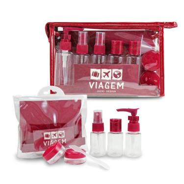 Imagem de 2 Kits De Frascos Para Viagem - 7 Peças E 10 Peças - Jacki Design Vinho