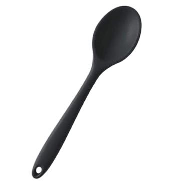 Imagem de KIT 2 Colheres de Silicone Vermelha para Cozinha – Antiaderente, Cabo Rígido Confortável, Espátula Grande 27cm(2 KIT Preto)