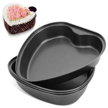 Imagem de Surakey Formas de bolo em forma de coração, assadeira grande para cheesecake, cupcake, formas antiaderentes, formas de bolo de 22 cm para casamento, aniversário, festa e família, conjunto de 4