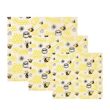 Imagem de Envoltórios de Cera Abelha Laváveis e Reutilizáveis para Armazenamento Alimentos Sanduíche Pão Frutas Legumes