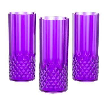 Imagem de Fun Express Copos de água de plástico reutilizáveis com estampa roxa de 15,2 cm e 396 g - 12 unidades