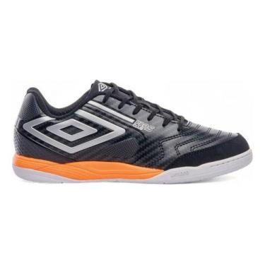 Imagem de Chuteira Futsal Umbro Pro 5 Bump Club, Preto, Laranja, 37 BR