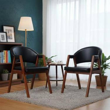 Imagem de Kit 2 Cadeiras Sala de Jantar Premium com Braço Madeira Maciça Movellu