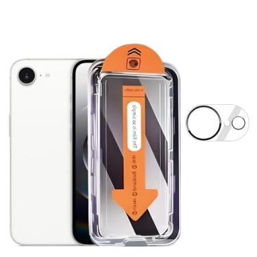 Imagem de 1 protetor de tela de privacidade para iPhone 16e de 6,1 polegadas com 1 pacote de protetor de lente de câmera, filme de vidro temperado antiespionagem, dureza 9H, sem bolhas, compatível com capa