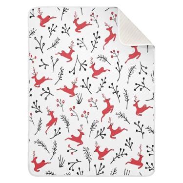 Imagem de Qilmy Cobertor de bebê de rena 76 x 101 cm, cobertor infantil de algodão macio para meninos e meninas, cobertor infantil leve e quente para berço, carrinho de bebê, soneca, recém-nascido