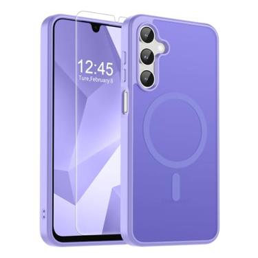 Imagem de SUPFINE Capa magnética para Samsung Galaxy A16 5G com protetor de tela, (compatível com MagSafe) (proteção contra quedas de grau militar) capa de telefone fina translúcida à prova de choque, roxa