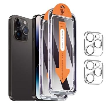 Imagem de Pacote com 2 protetores de tela de privacidade compatíveis com iPhone 14 Pro Max [6,7 polegadas] + 2 protetores de lente de câmera, película de vidro temperado antiespião, compatível com capas