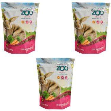 Imagem de 3un Megazoo Ração Extrusada Coelhos Adultos Ornamentais 500G