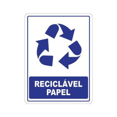 Imagem de Adesivo Coleta Seletiva Reciclável Papel 15x20cm Branco