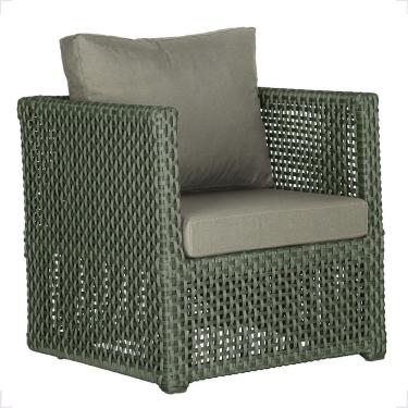 Imagem de 1 Poltrona Madri Alumínio Corda Náutica Estofado 8 Trama Verde